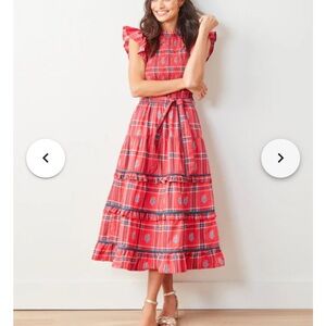 Printfresh Ready to Ruffle Organic Cotton Dress in Red Nostalgia Plaid Size XL